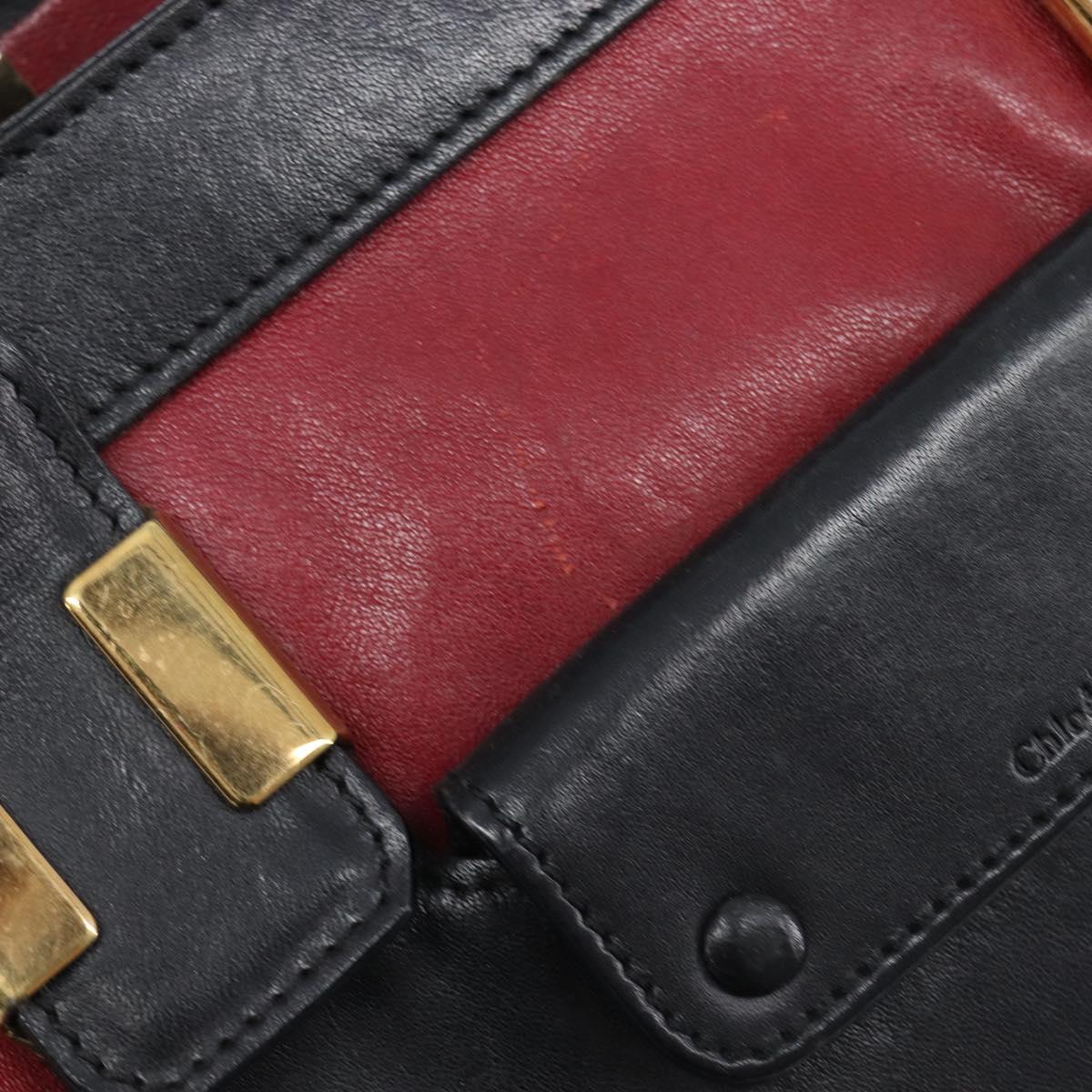 Chloe Alice Hand Bag Leather 2way Red Gold Tone Auth ka6070