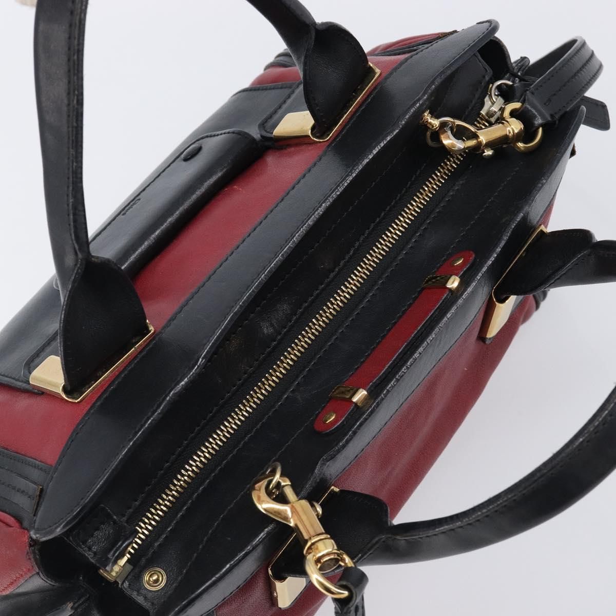 Chloe Alice Hand Bag Leather 2way Red Gold Tone Auth ka6070