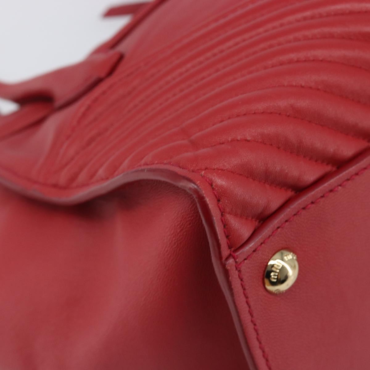 Miu Miu Tote Bag Leather 2way Red Gold Tone Auth ka6072A