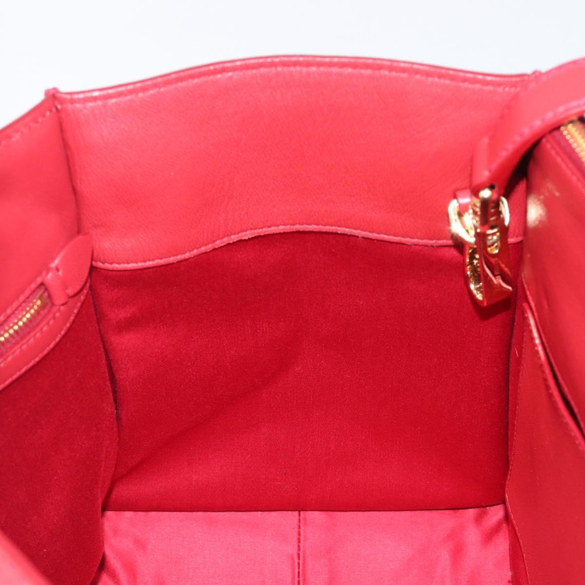 Miu Miu Tote Bag Leather 2way Red Gold Tone Auth ka6072A