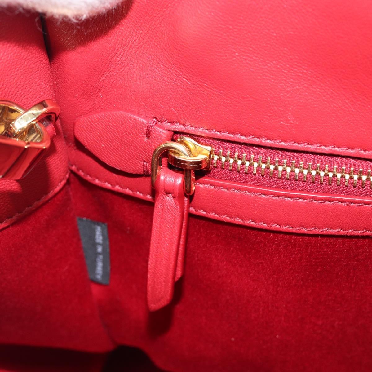 Miu Miu Tote Bag Leather 2way Red Gold Tone Auth ka6072A