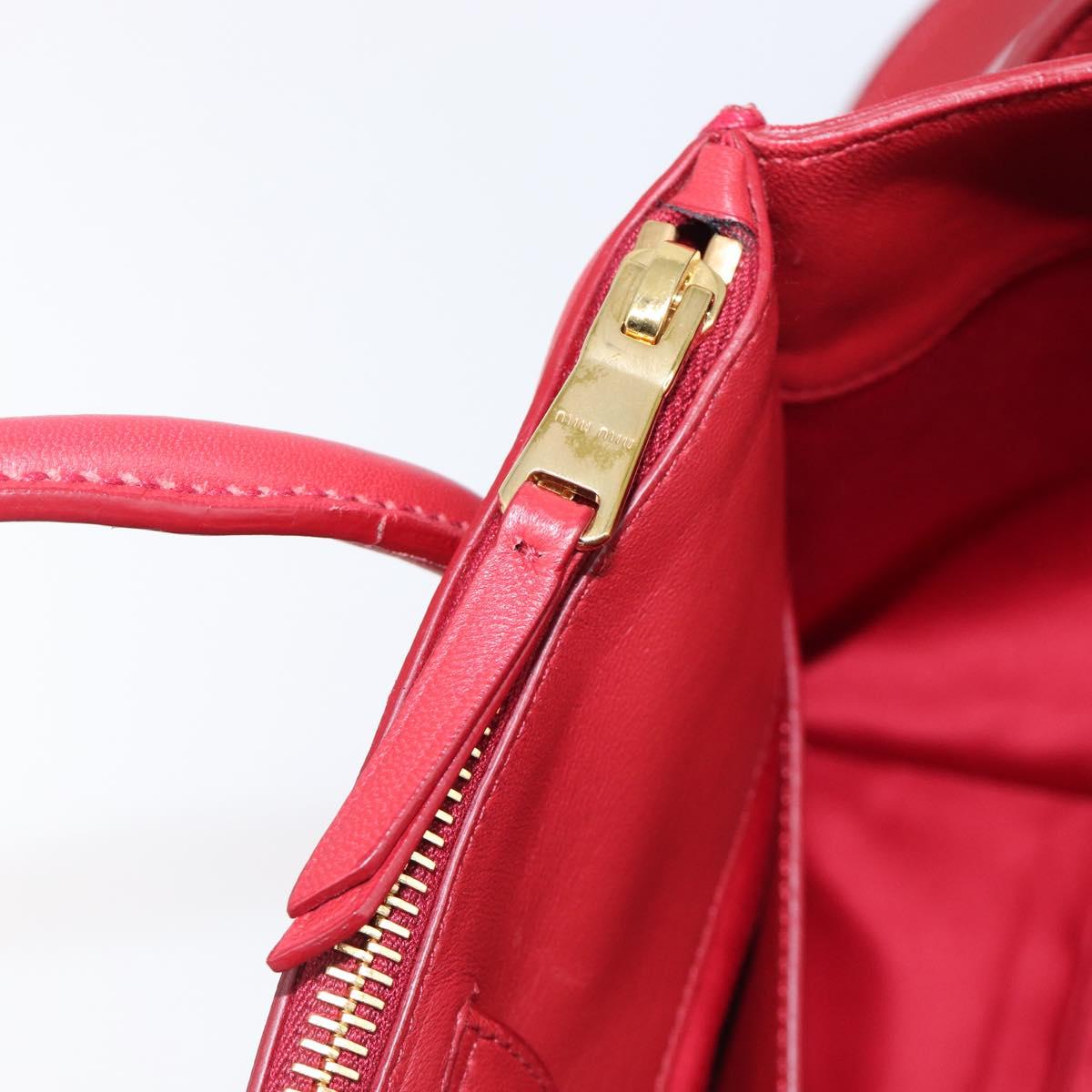 Miu Miu Tote Bag Leather 2way Red Gold Tone Auth ka6072A