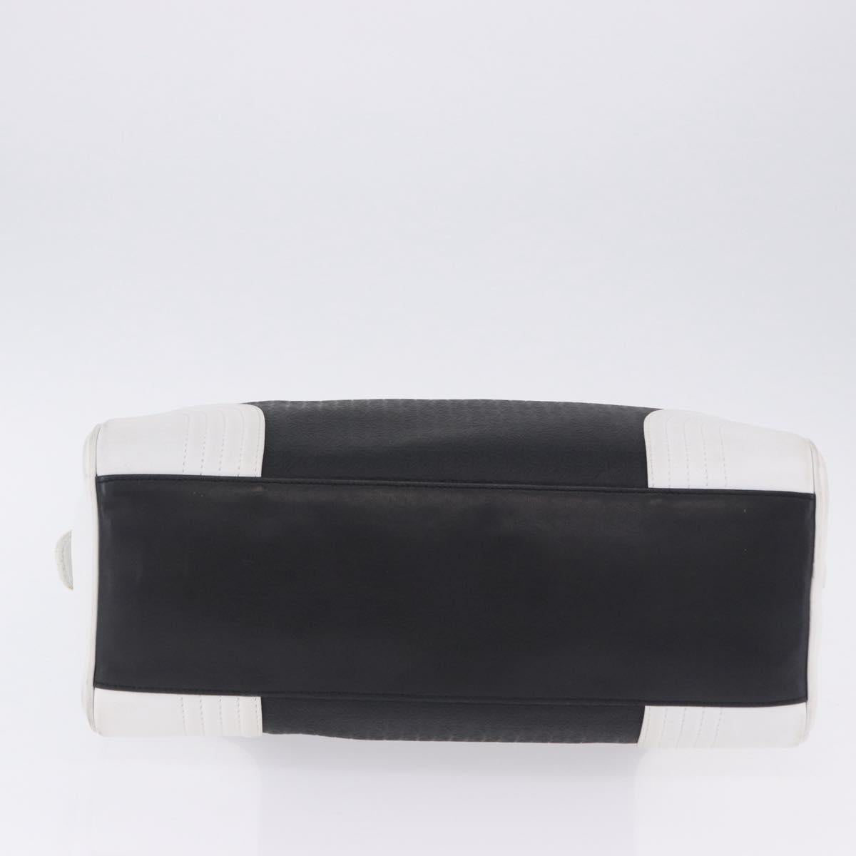 LOEWE Anagram Hand Bag PVC Leather Black White Auth ka6073