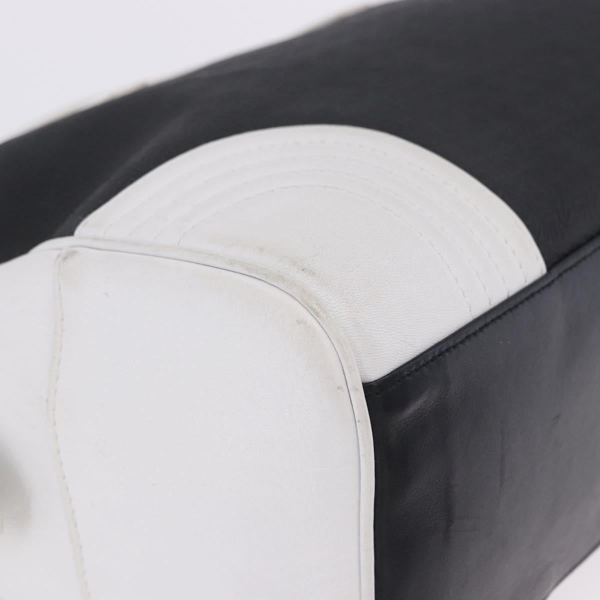 LOEWE Anagram Hand Bag PVC Leather Black White Auth ka6073