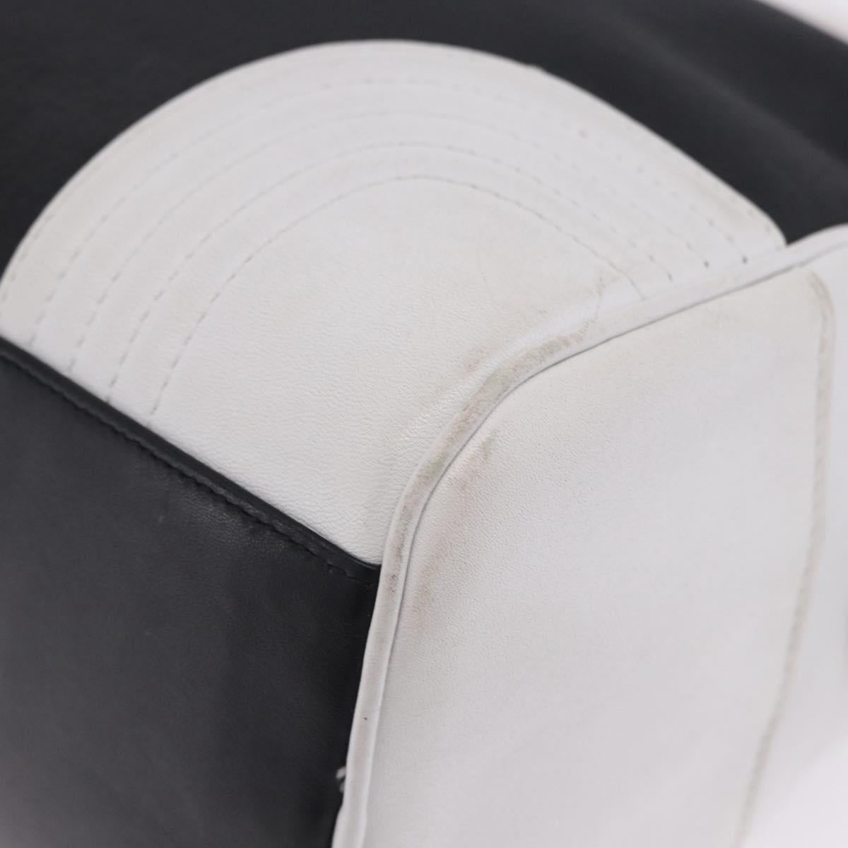 LOEWE Anagram Hand Bag PVC Leather Black White Auth ka6073