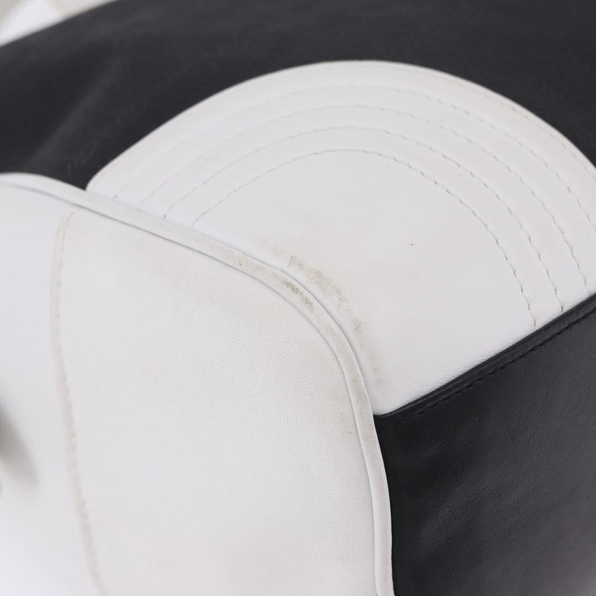 LOEWE Anagram Hand Bag PVC Leather Black White Auth ka6073