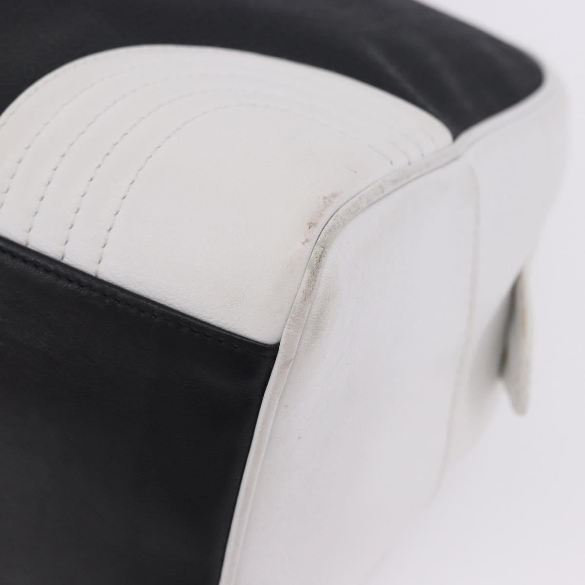LOEWE Anagram Hand Bag PVC Leather Black White Auth ka6073