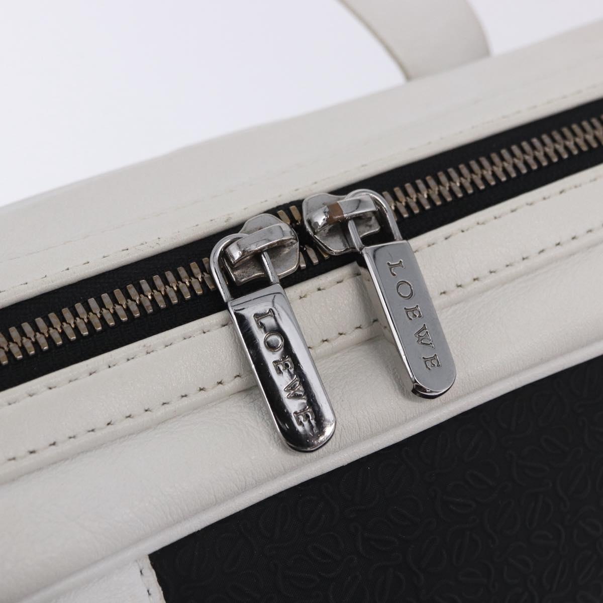 LOEWE Anagram Hand Bag PVC Leather Black White Auth ka6073