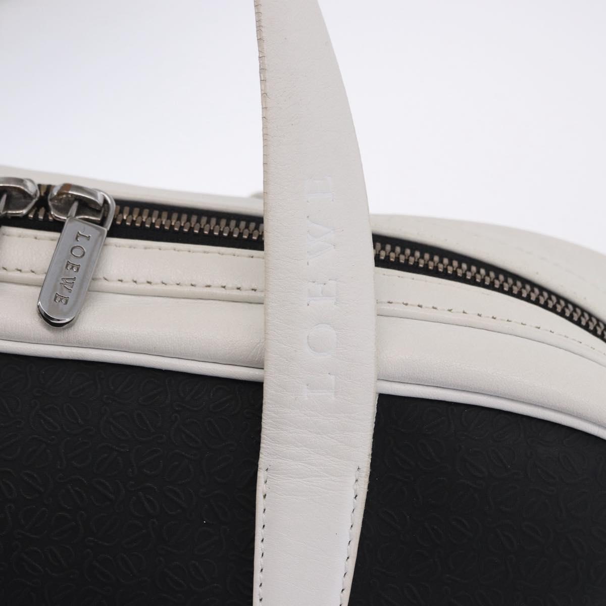 LOEWE Anagram Hand Bag PVC Leather Black White Auth ka6073