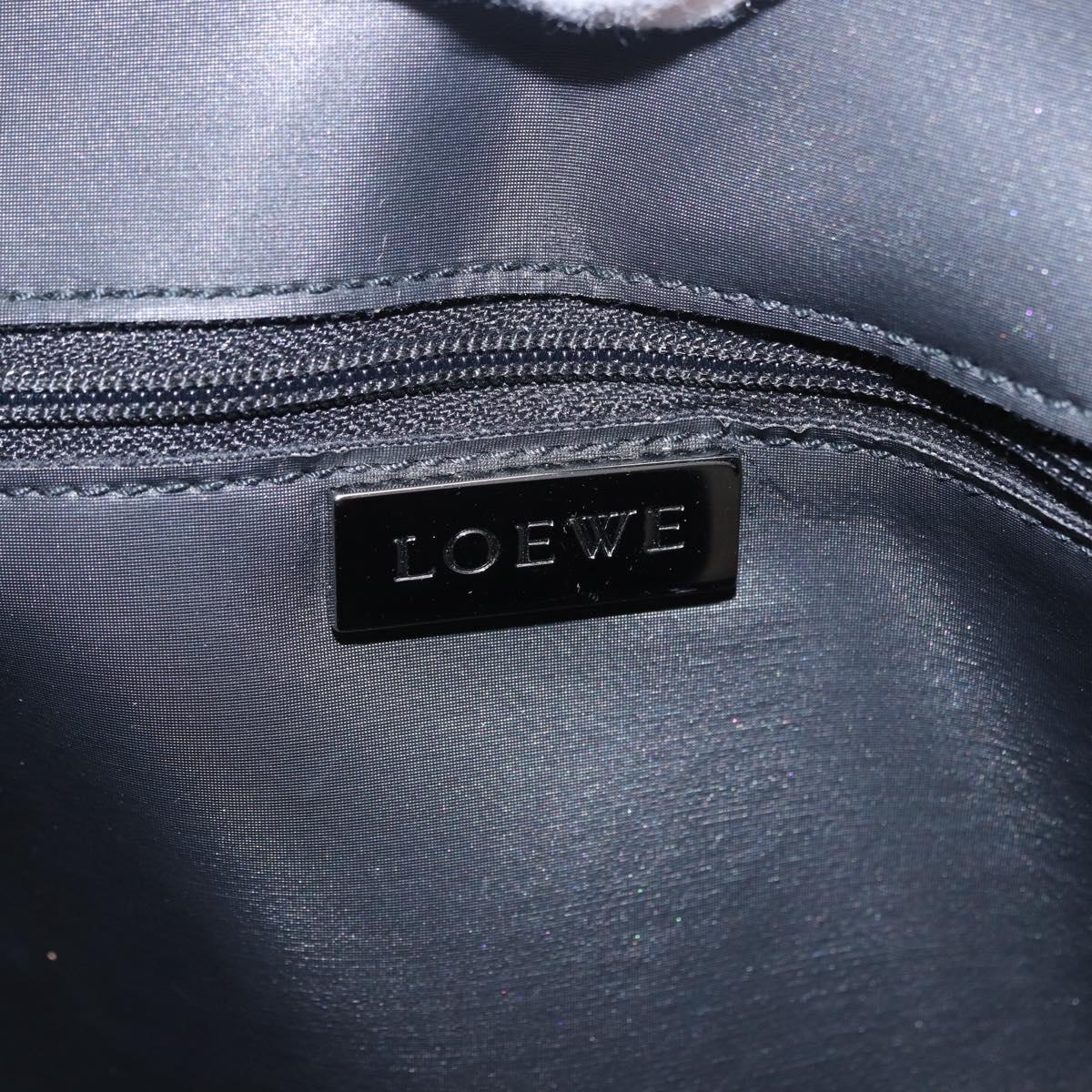 LOEWE Anagram Hand Bag PVC Leather Black White Auth ka6073