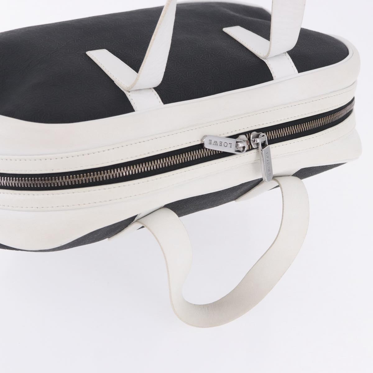 LOEWE Anagram Hand Bag PVC Leather Black White Auth ka6073