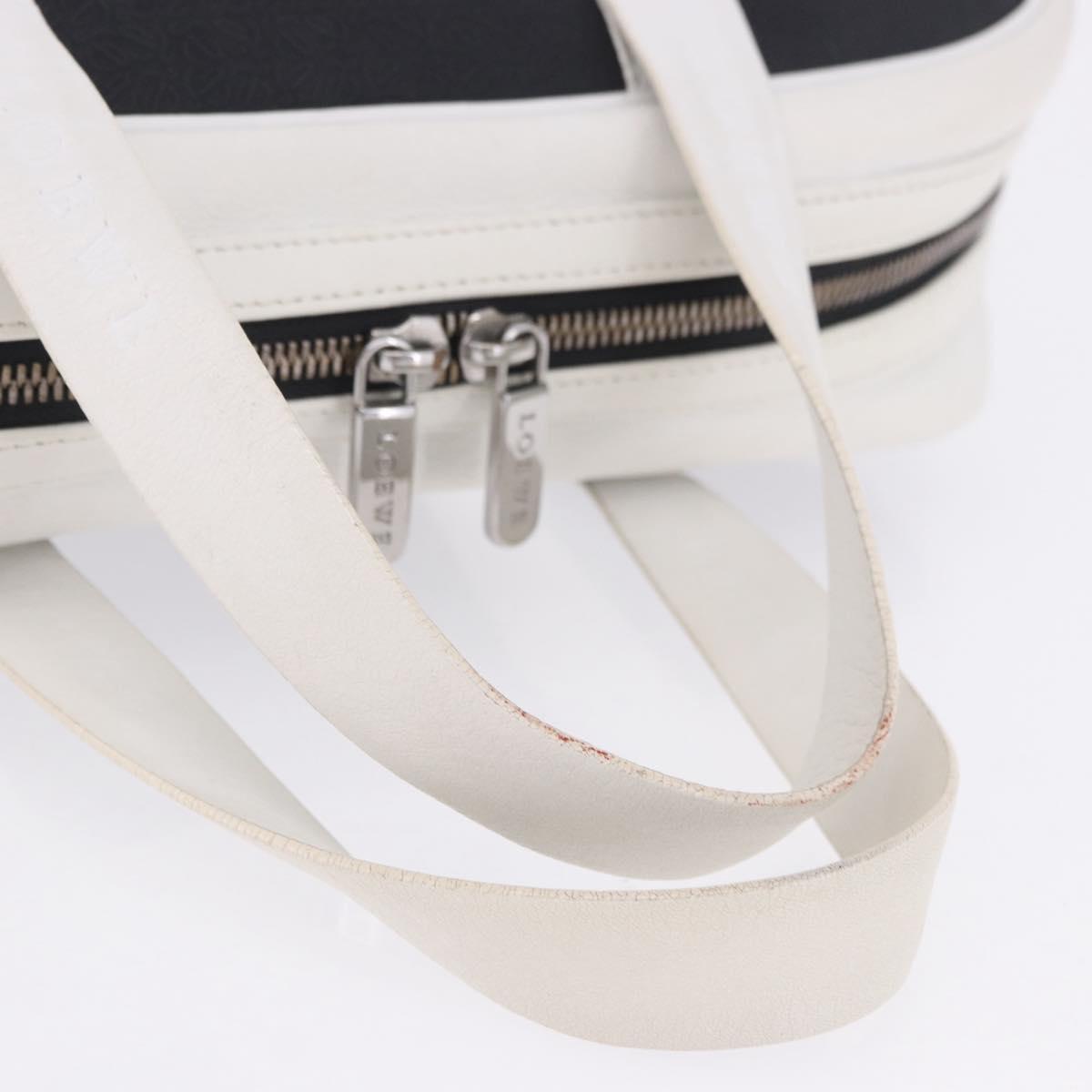 LOEWE Anagram Hand Bag PVC Leather Black White Auth ka6073