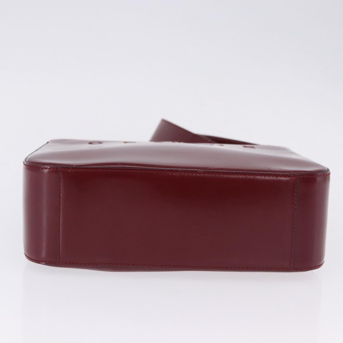 CELINE Shoulder Bag Leather Bordeaux Gold Tone Auth ka6074