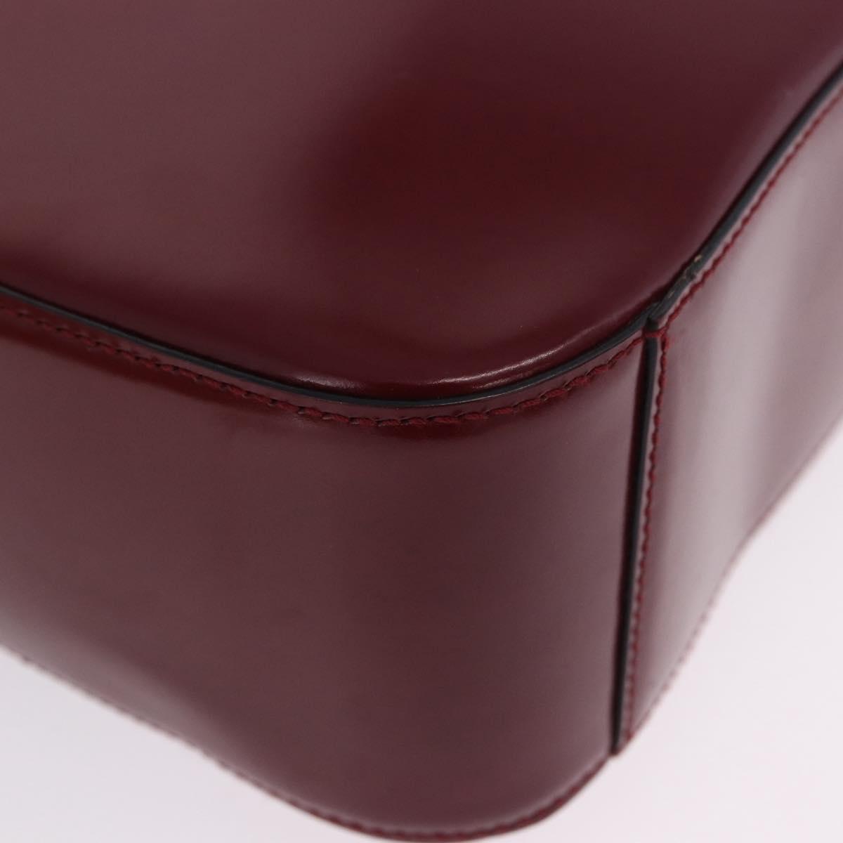 CELINE Shoulder Bag Leather Bordeaux Gold Tone Auth ka6074