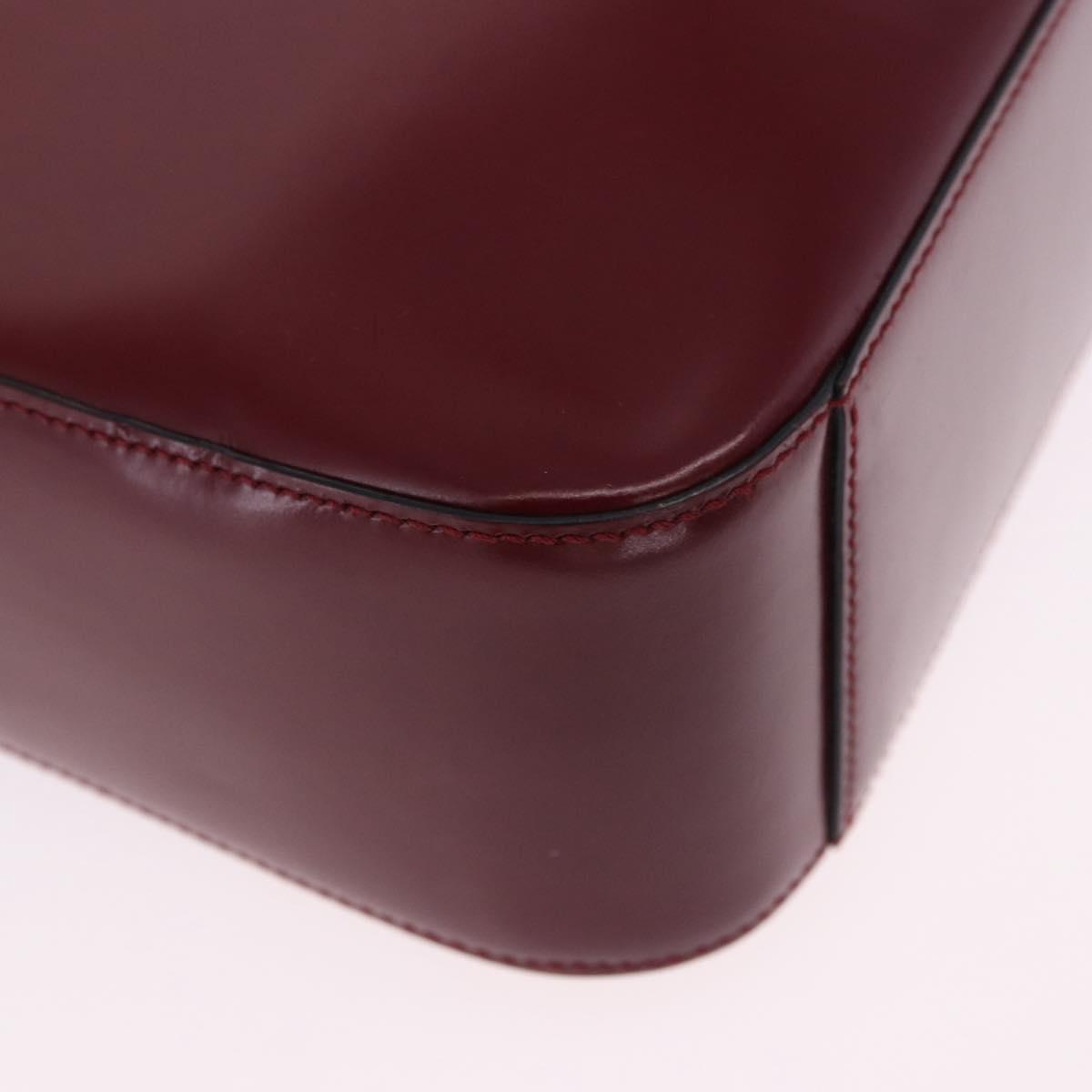 CELINE Shoulder Bag Leather Bordeaux Gold Tone Auth ka6074