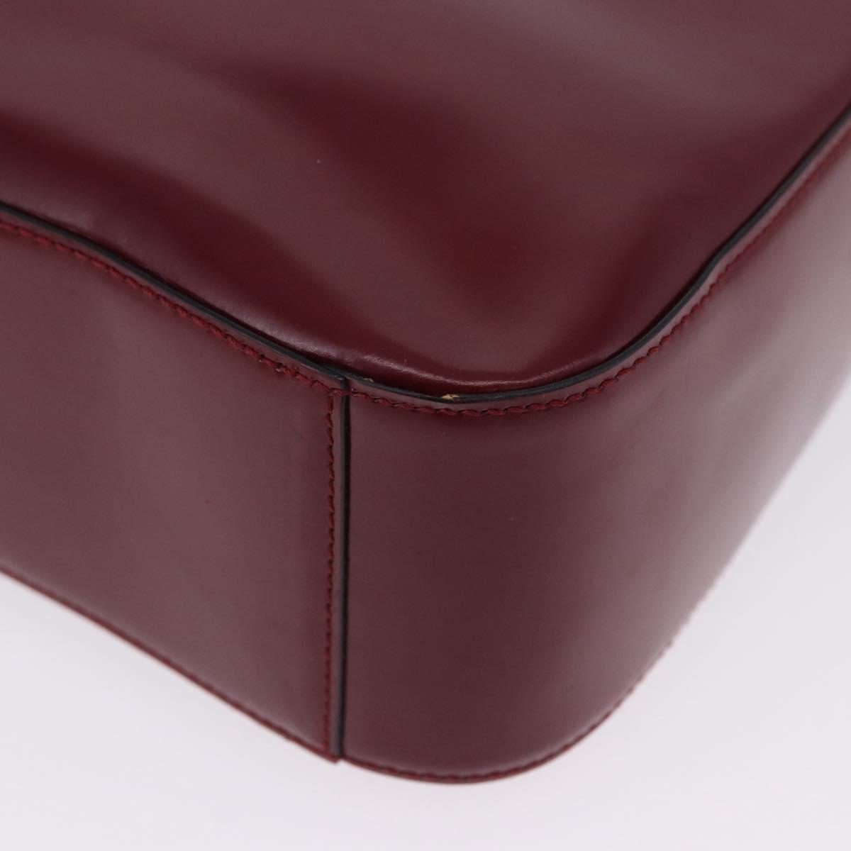 CELINE Shoulder Bag Leather Bordeaux Gold Tone Auth ka6074