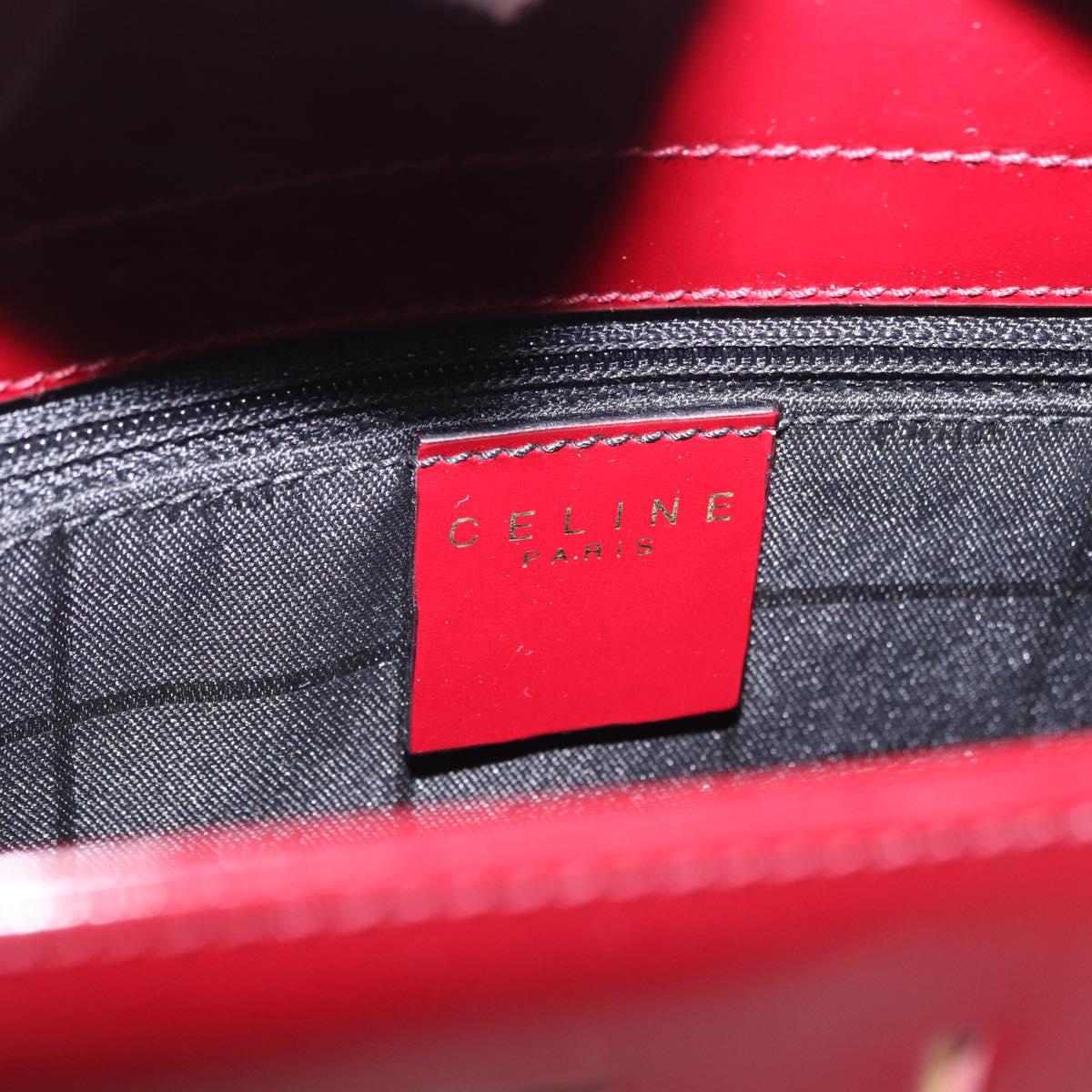 CELINE Shoulder Bag Leather Bordeaux Gold Tone Auth ka6074