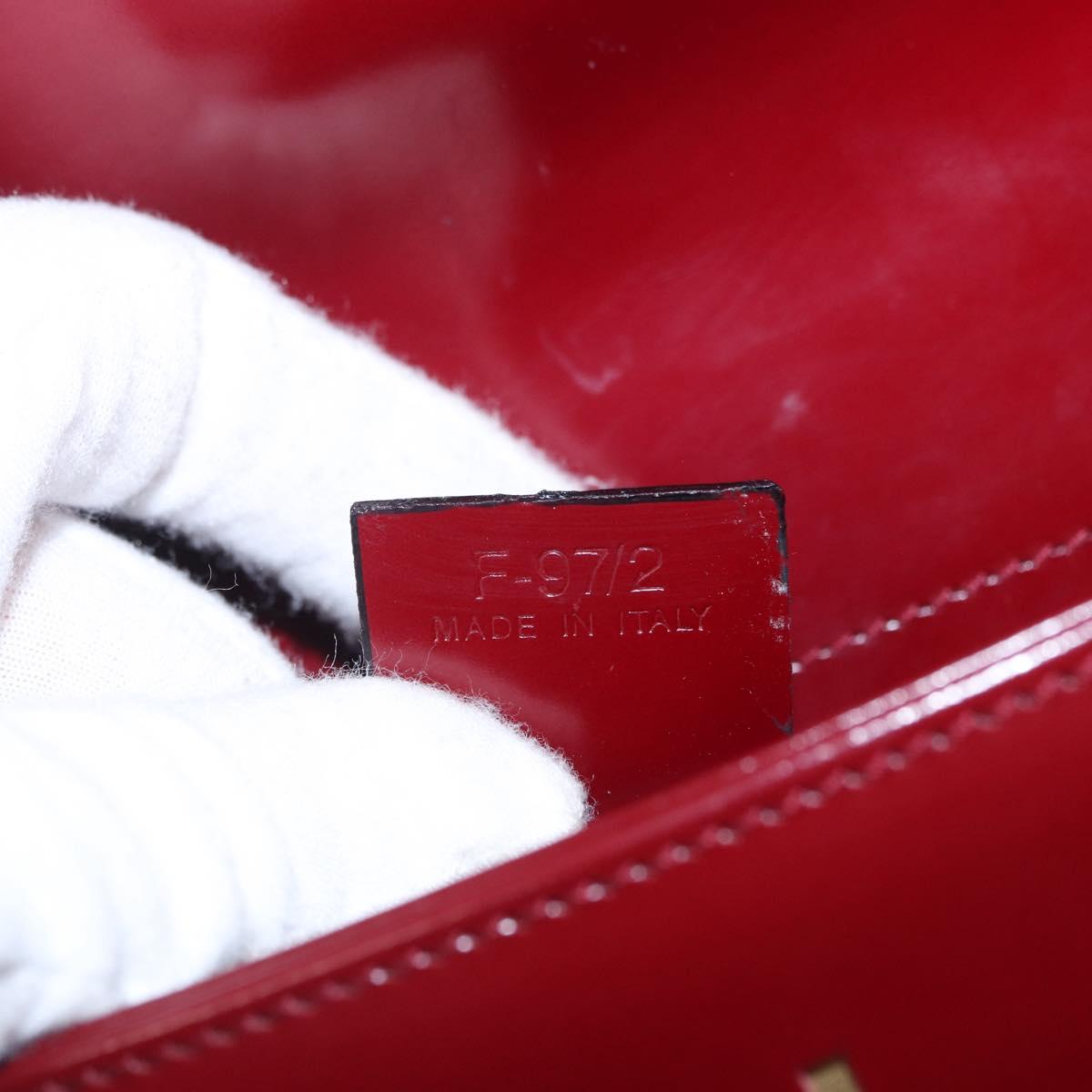 CELINE Shoulder Bag Leather Bordeaux Gold Tone Auth ka6074
