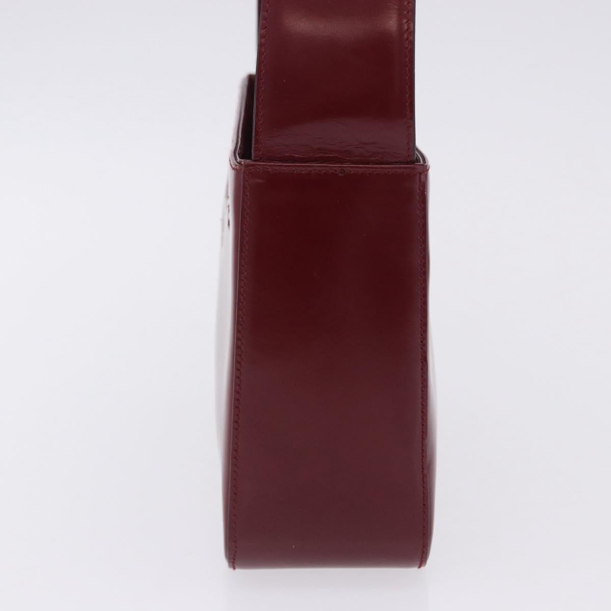 CELINE Shoulder Bag Leather Bordeaux Gold Tone Auth ka6074