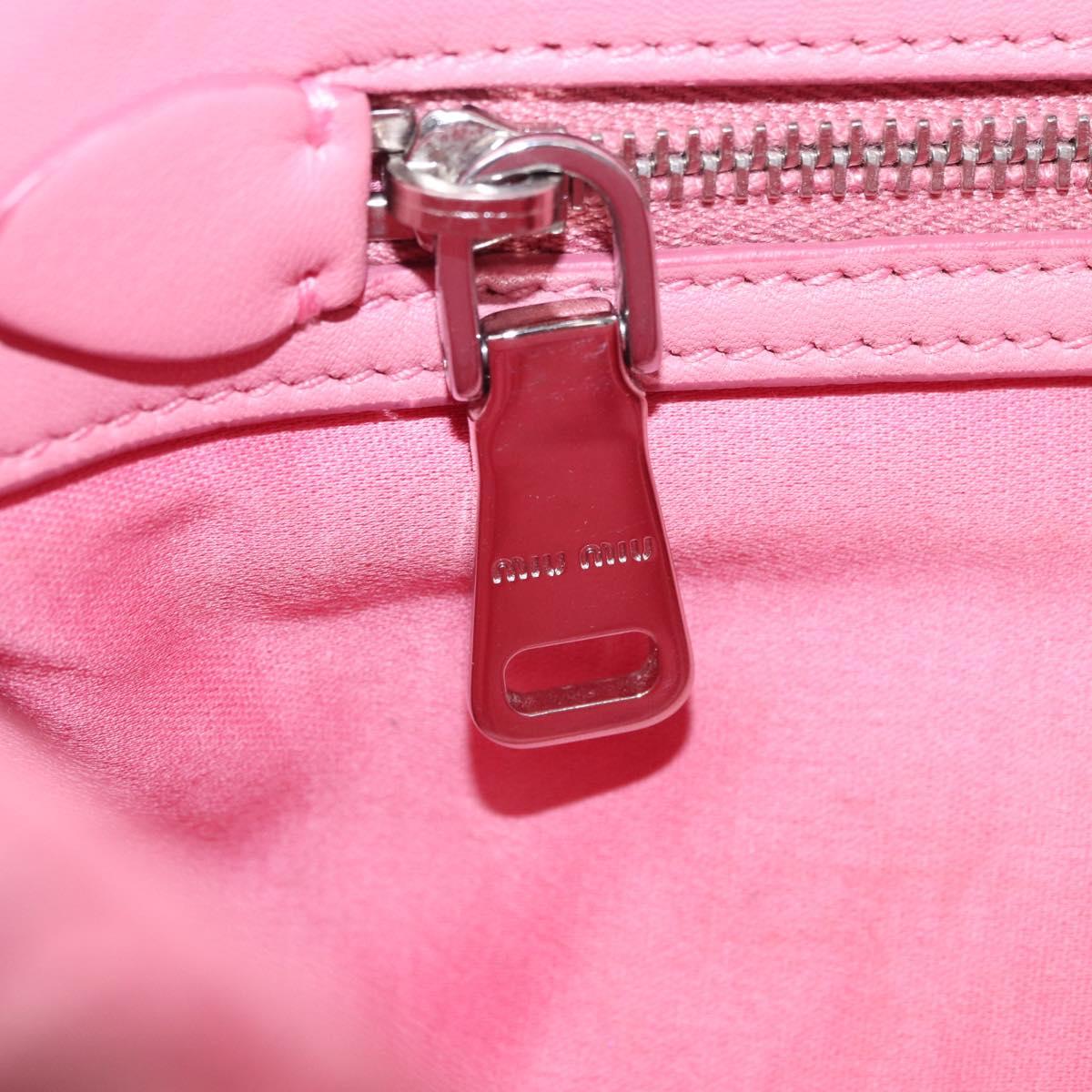 Miu Miu Matelasse Shoulder Bag Leather 2way Pink Silver Auth ka6075M