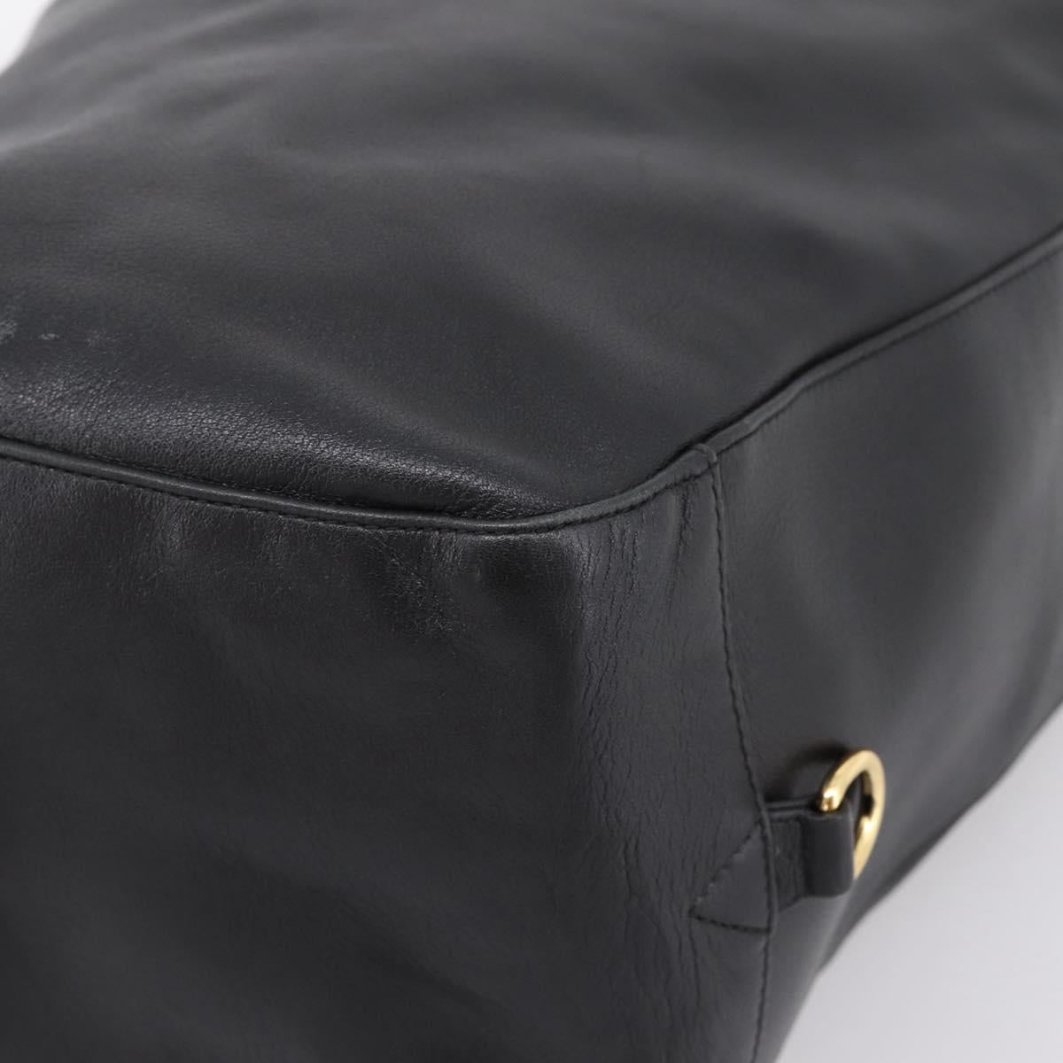 BALLY Shoulder Bag Leather Black Gold Tone Auth ka6077A