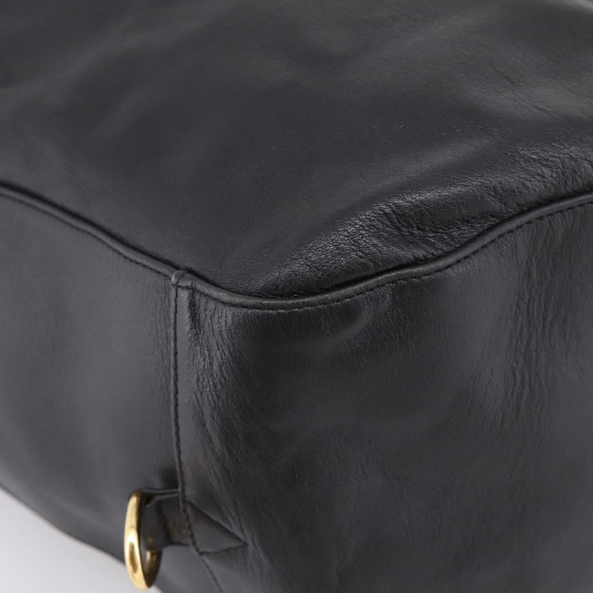 BALLY Shoulder Bag Leather Black Gold Tone Auth ka6077A