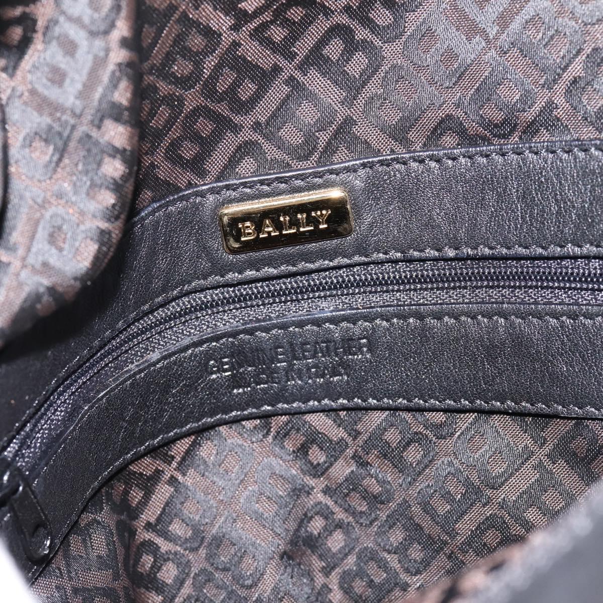 BALLY Shoulder Bag Leather Black Gold Tone Auth ka6077A