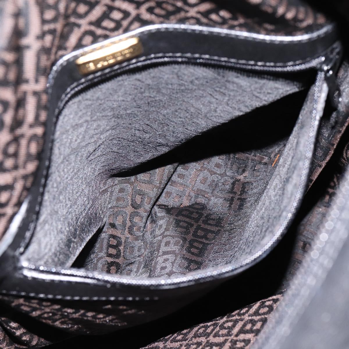 BALLY Shoulder Bag Leather Black Gold Tone Auth ka6077A