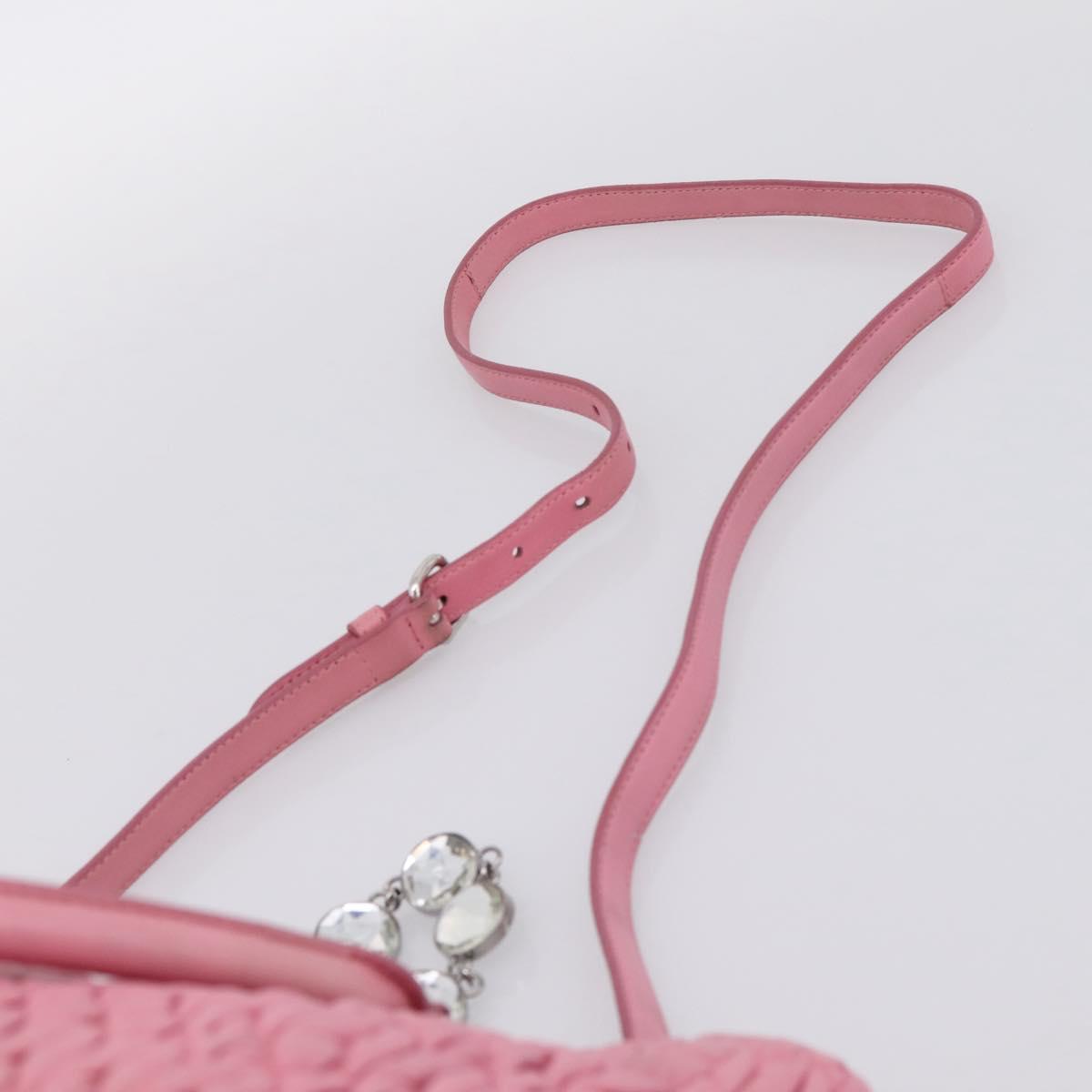 Miu Miu Matelasse Hand Bag Leather Pink Silver Auth ka6078A
