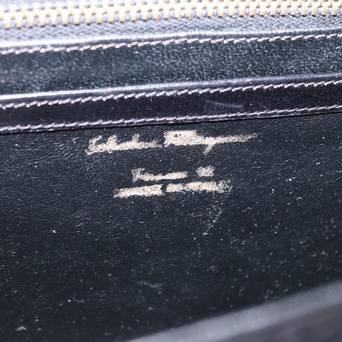Salvatore Ferragamo Shoulder Bag Leather Black Gold Tone Auth ka6079