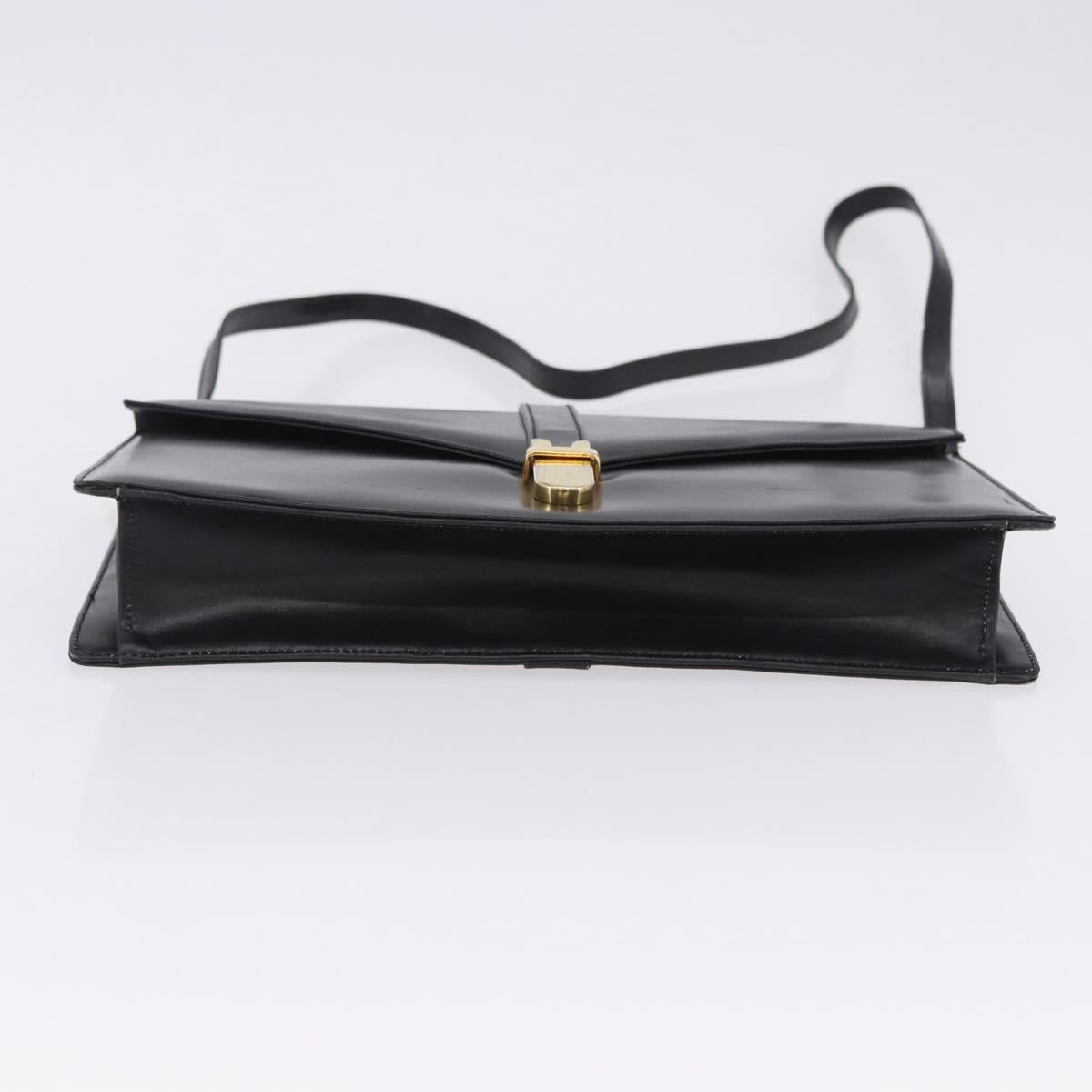 Salvatore Ferragamo Shoulder Bag Leather Black Gold Tone Auth ka6079