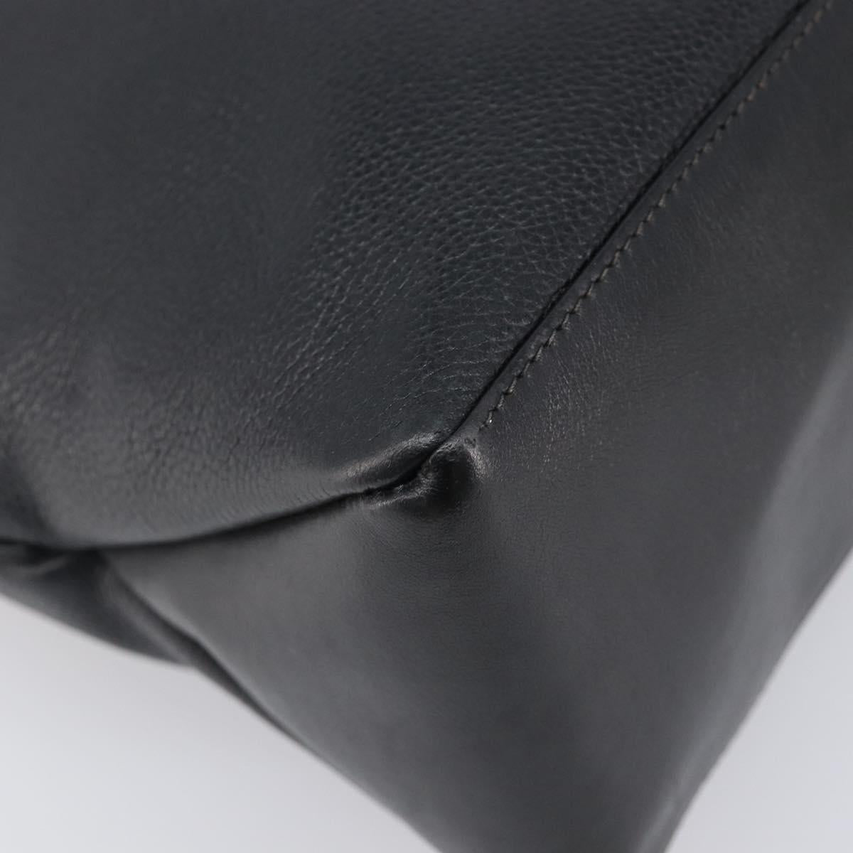 GUCCI Tote Bag Leather Black Gold Tone 001 113 1014 Auth ka6083