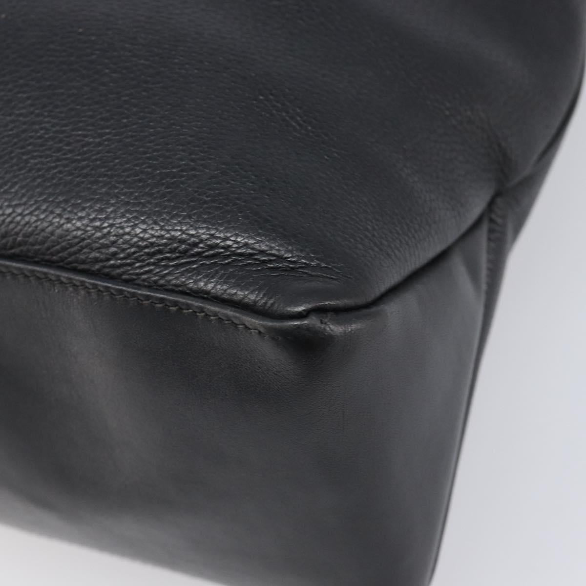 GUCCI Tote Bag Leather Black Gold Tone 001 113 1014 Auth ka6083