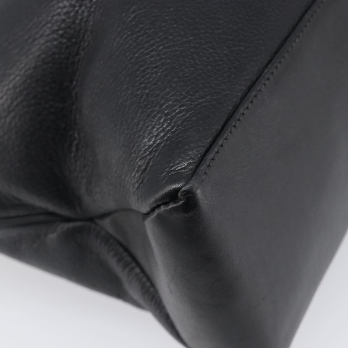 GUCCI Tote Bag Leather Black Gold Tone 001 113 1014 Auth ka6083