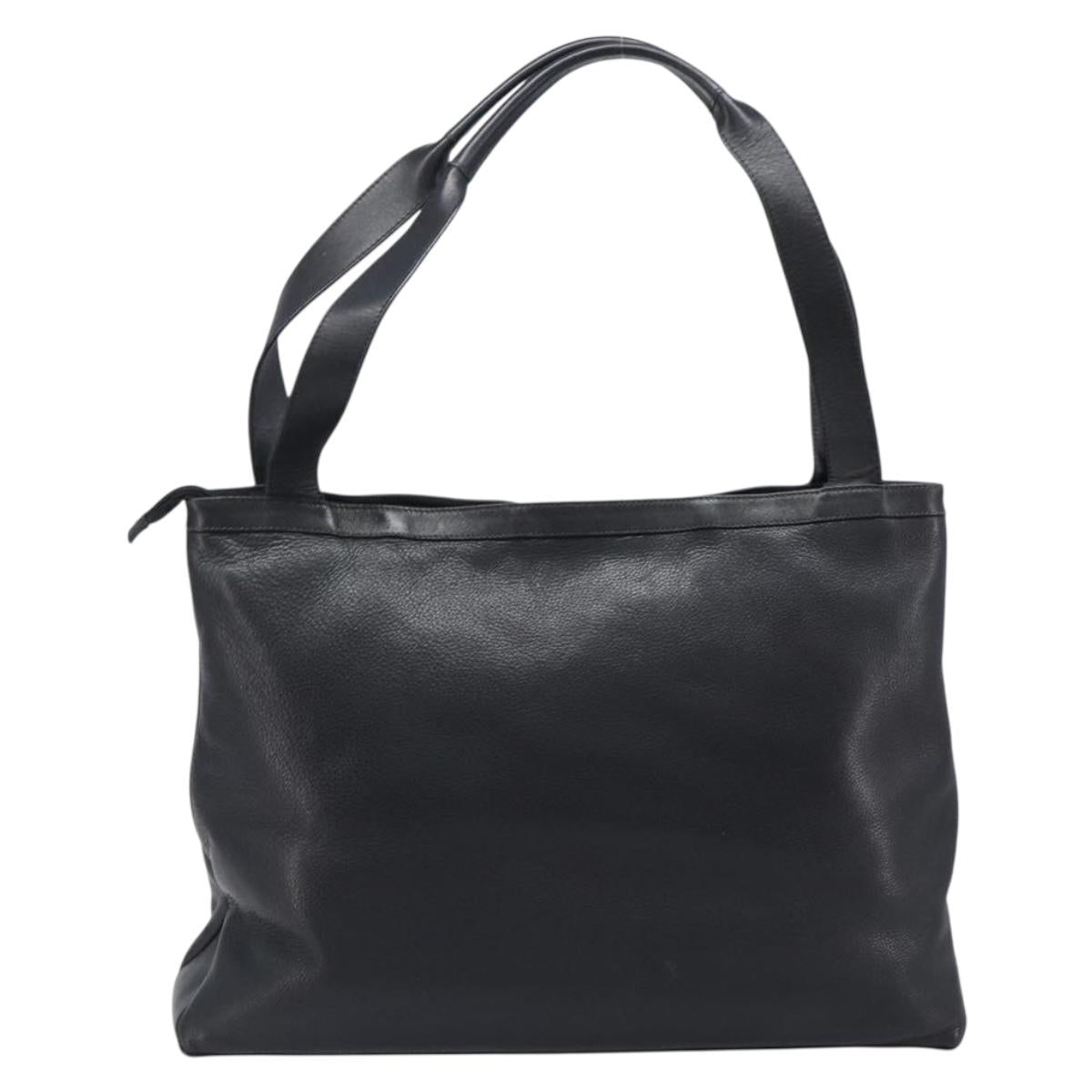 GUCCI Tote Bag Leather Black Gold Tone 001 113 1014 Auth ka6083