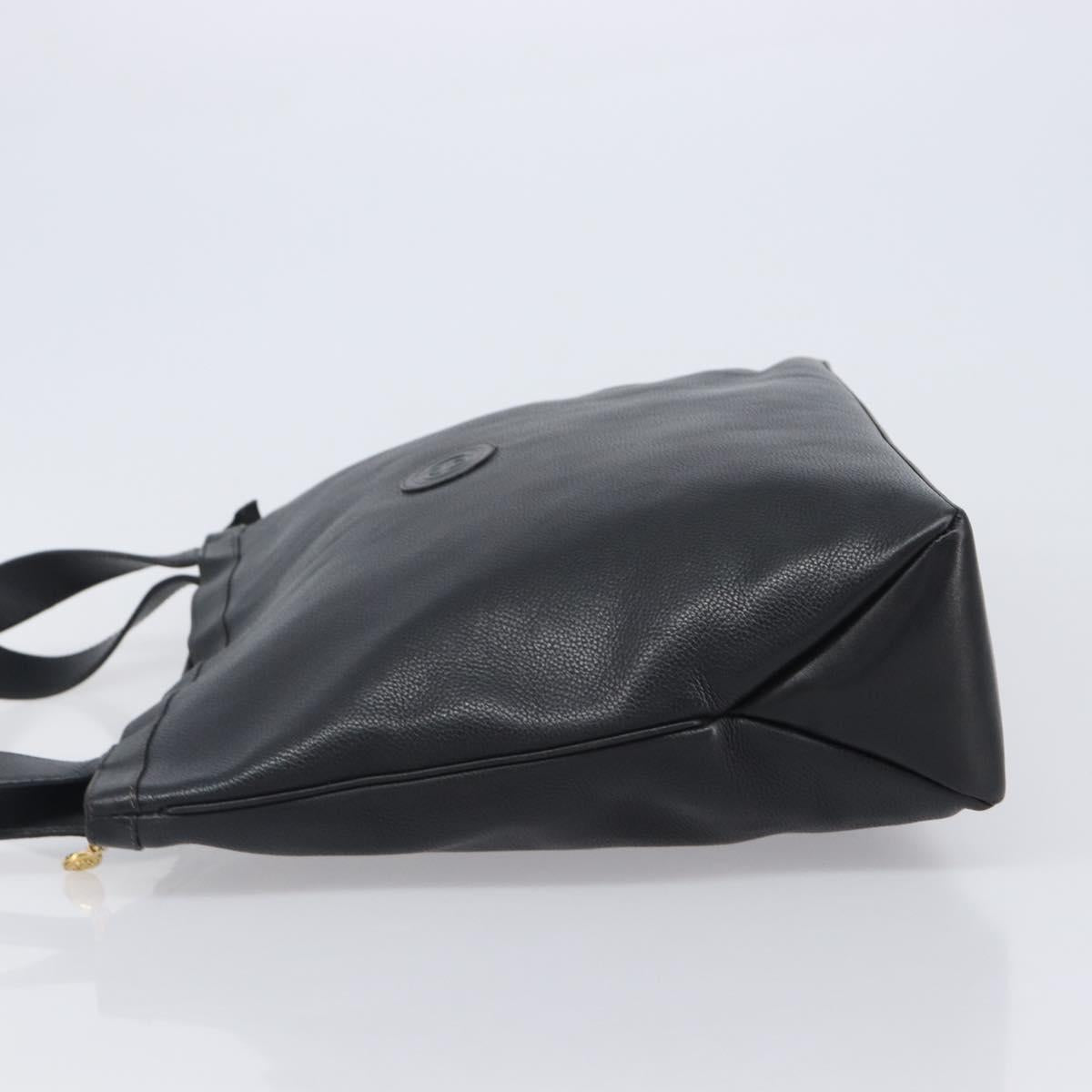 GUCCI Tote Bag Leather Black Gold Tone 001 113 1014 Auth ka6083