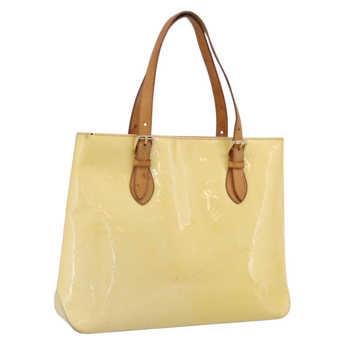 LOUIS VUITTON Monogram Vernis Brentwood Tote Bag Perle M91512 LV Auth ka6084