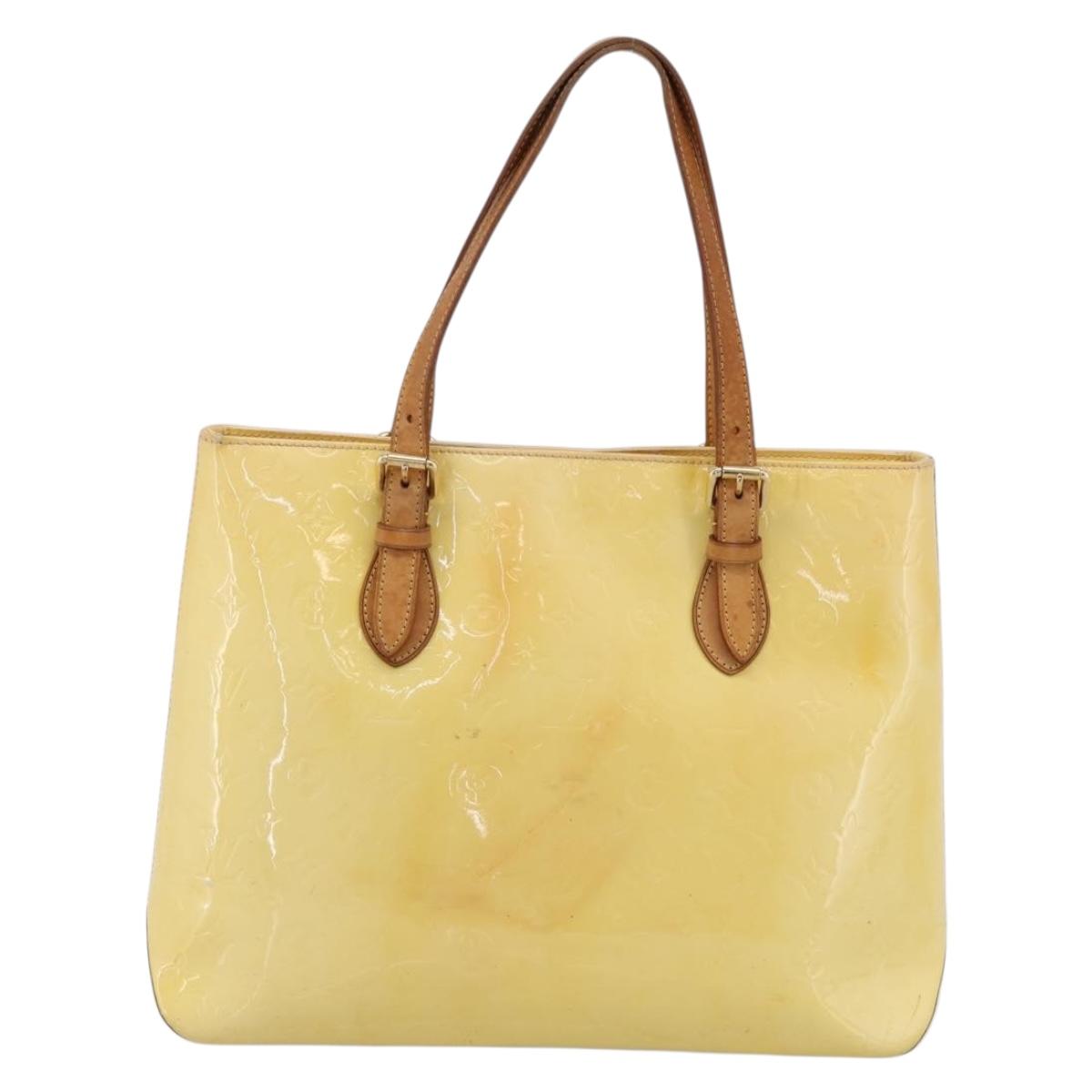 LOUIS VUITTON Monogram Vernis Brentwood Tote Bag Perle M91512 LV Auth ka6084