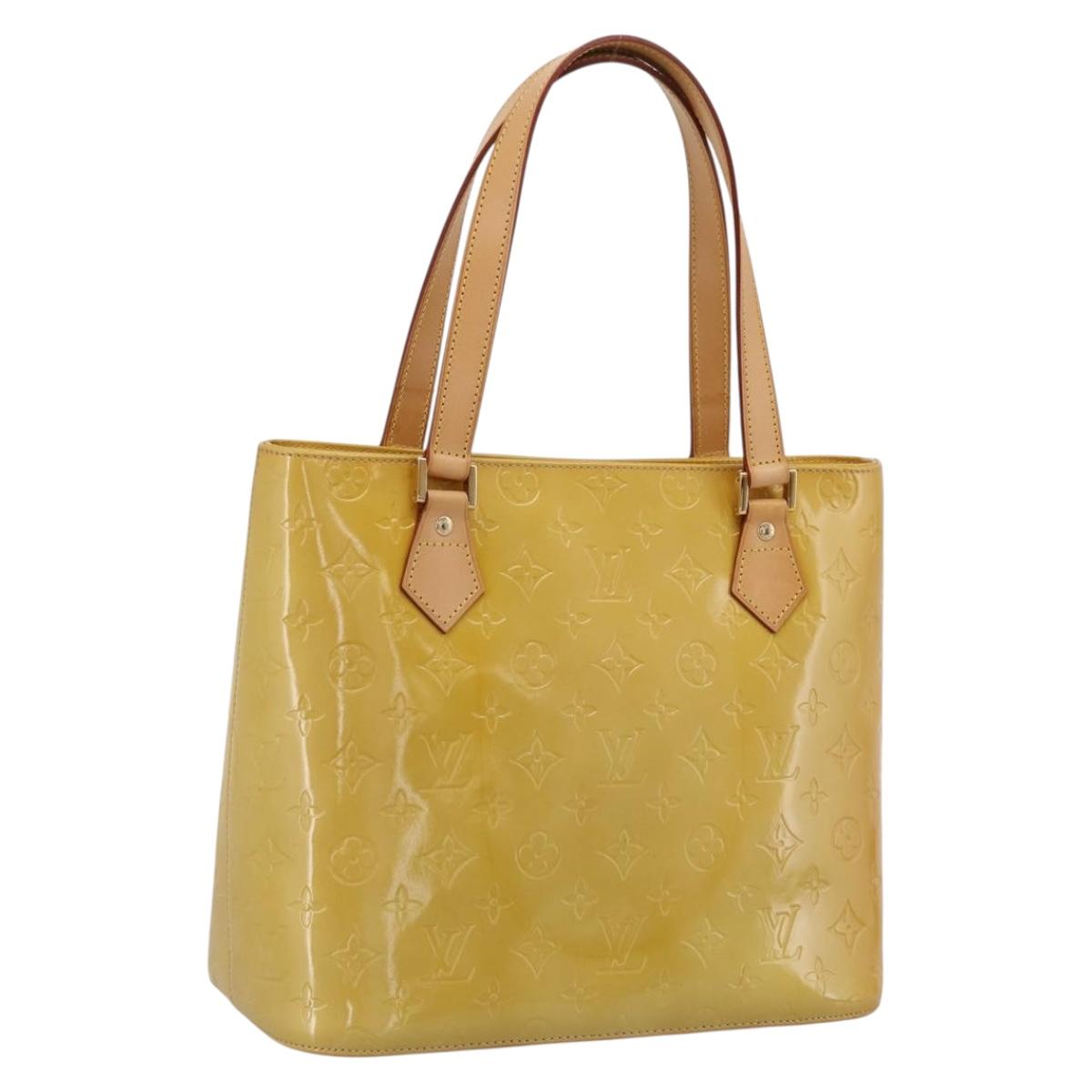 LOUIS VUITTON Monogram Vernis Houston Hand Bag Beige M91004 LV Auth ka6085A