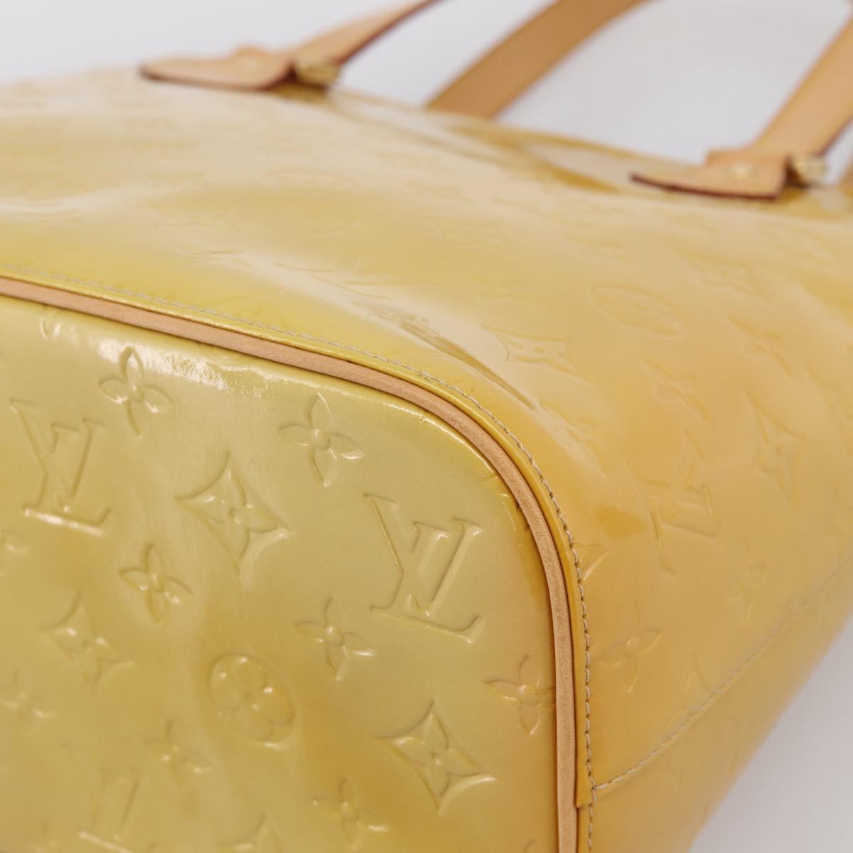 LOUIS VUITTON Monogram Vernis Houston Hand Bag Beige M91004 LV Auth ka6085A