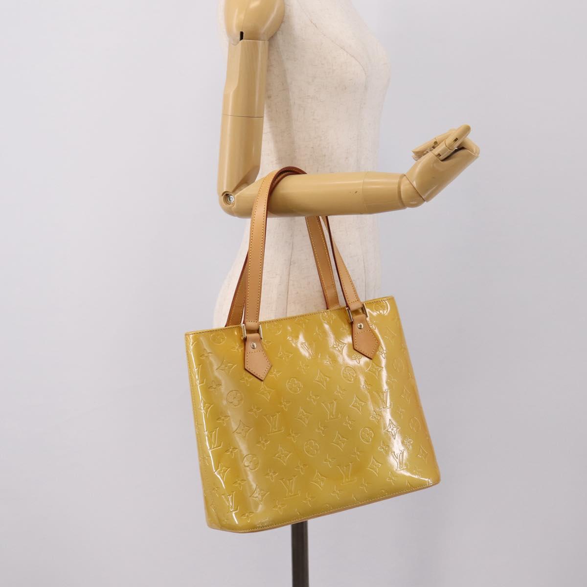 LOUIS VUITTON Monogram Vernis Houston Hand Bag Beige M91004 LV Auth ka6085A