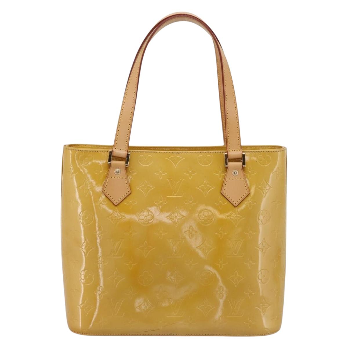LOUIS VUITTON Monogram Vernis Houston Hand Bag Beige M91004 LV Auth ka6085A