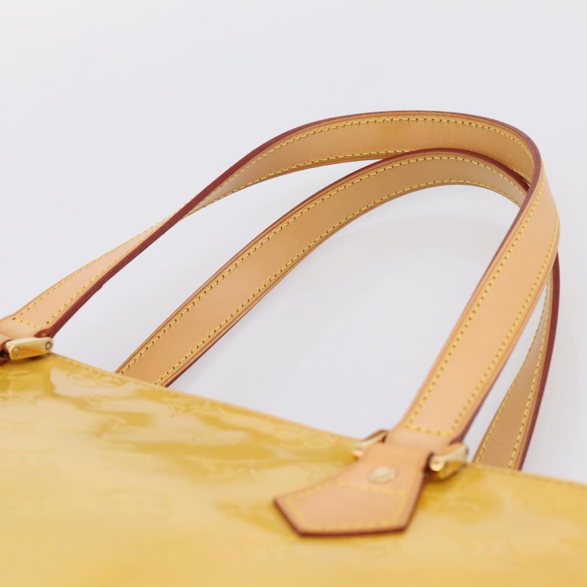 LOUIS VUITTON Monogram Vernis Houston Hand Bag Beige M91004 LV Auth ka6085A