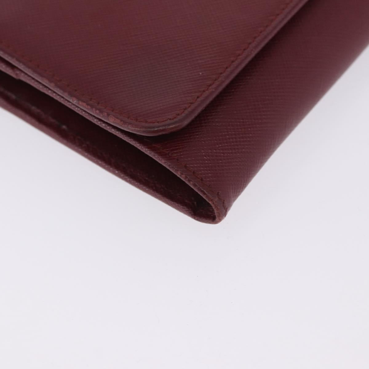 PRADA Chain Shoulder Wallet Saffiano Red Gold Tone Auth ka6091