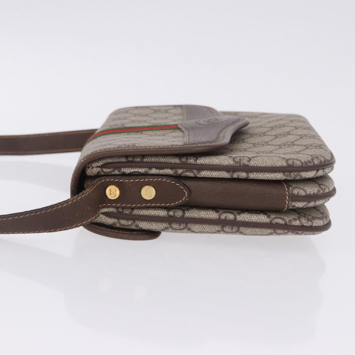 GUCCI GG Supreme Web Sherry Line Shoulder Bag PVC Beige 001 113 6862 Auth ka6092