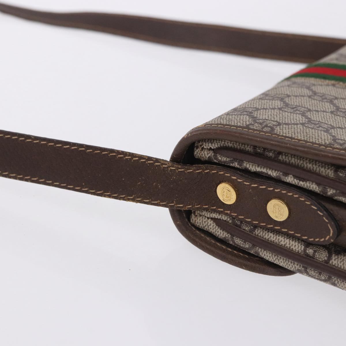 GUCCI GG Supreme Web Sherry Line Shoulder Bag PVC Beige 001 113 6862 Auth ka6092