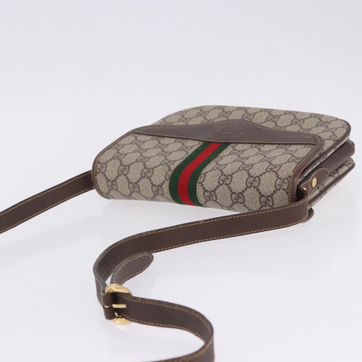GUCCI GG Supreme Web Sherry Line Shoulder Bag PVC Beige 001 113 6862 Auth ka6092