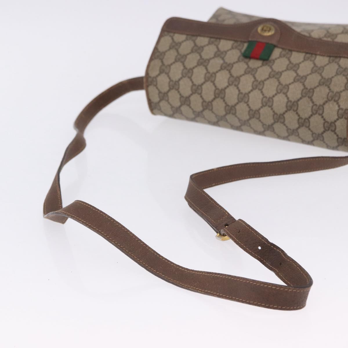 GUCCI GG Supreme Web Sherry Line Shoulder Bag PVC Beige 904 02 084 Auth ka6093