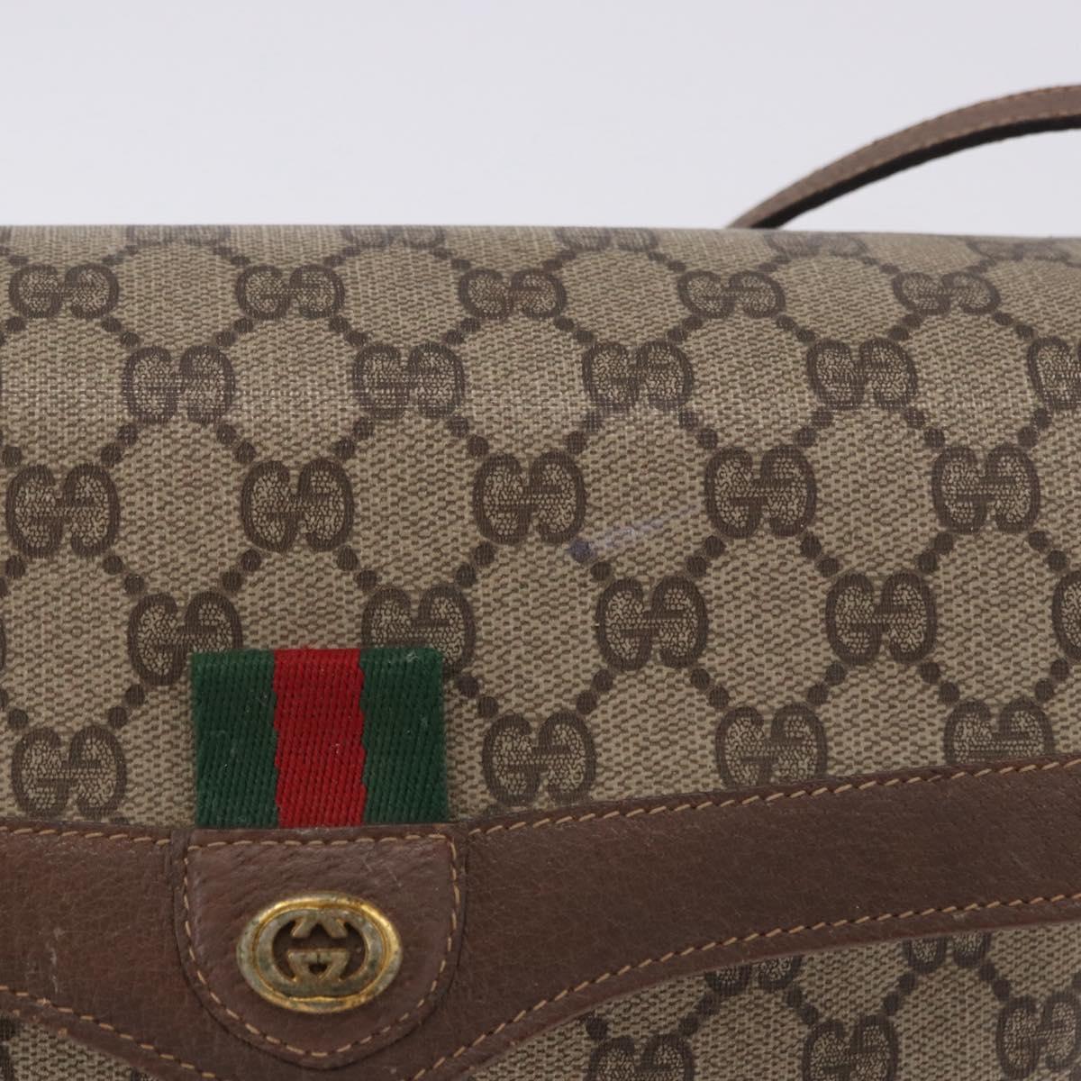 GUCCI GG Supreme Web Sherry Line Shoulder Bag PVC Beige 904 02 084 Auth ka6093