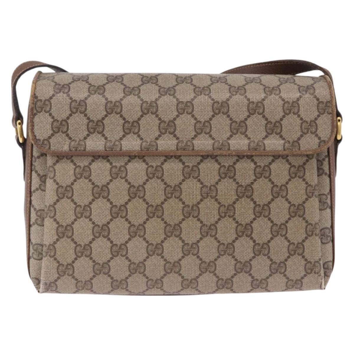 GUCCI GG Supreme Web Sherry Line Shoulder Bag PVC Beige 904 02 084 Auth ka6093